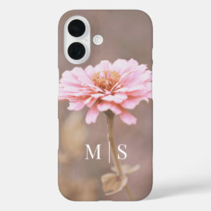 Coques iPhone 16 Fleur sauvage Monogramme rose rose vif Montana