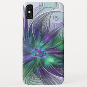Case-Mate iPhone Case Fleur vert violet Abstrait Art fractal Monogramme