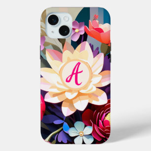 Coque iPhone 15 Mini Fleur vintage personnalisée