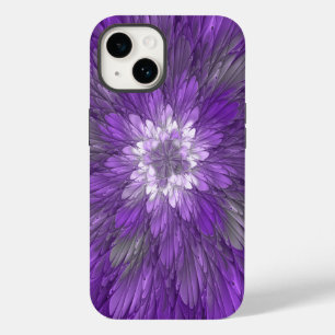 Coque Pour iPhone 14 Fleur Violette Psychedélique Art Fractal Abstrait