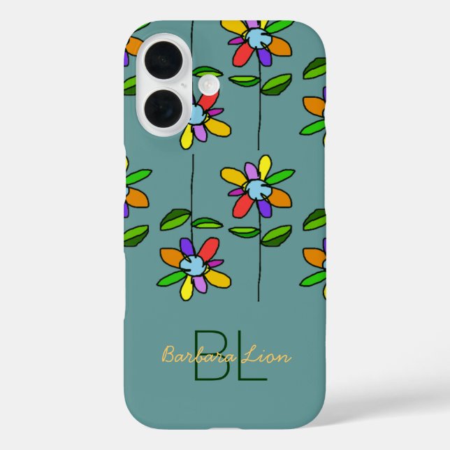 Coques Case-Mate iPhone fleuri sur le bleu personnalisé (Verso)