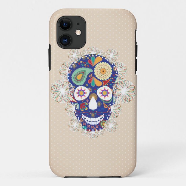 Coques Case-Mate iPhone fleurit l'iphone de crâne (Dos)