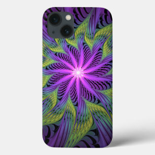 Case-Mate iPhone Case Fleuron vert violet Art Abstrait fractal moderne