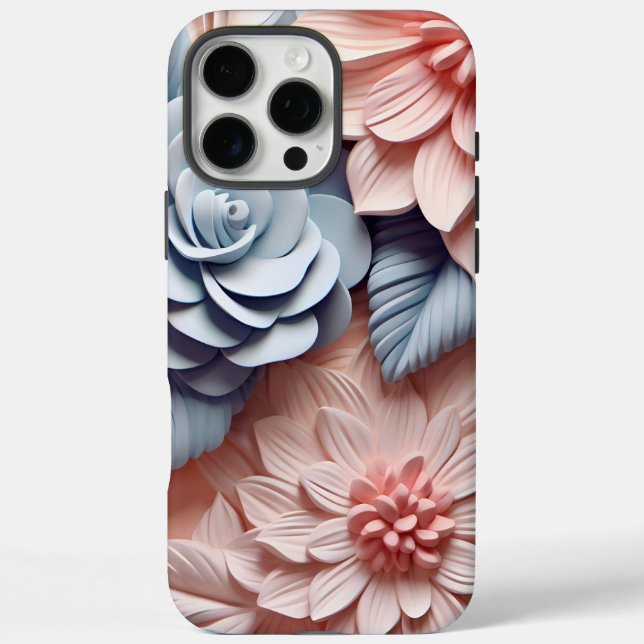 Coques Case-Mate iPhone Fleurs 3D roses et bleues (Verso)