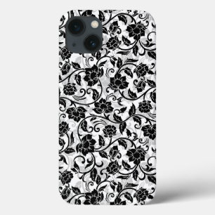 Case-Mate iPhone Case Fleurs à rayures noir et gris