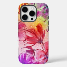 Fleurs Abstraites et aquarelle chaude