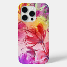 Fleurs Abstraites et aquarelle chaude