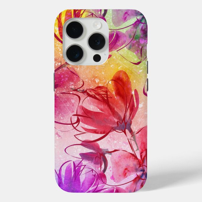 Coques Case-Mate iPhone Fleurs Abstraites et aquarelle chaude (Verso)