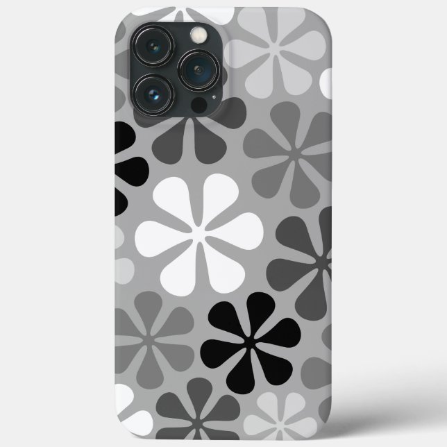 Coques Case-Mate iPhone Fleurs Abstraites Gris noir blanc (Verso)