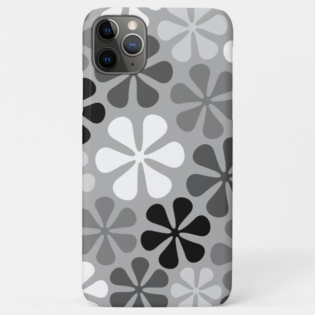 Coques Case-Mate iPhone Fleurs Abstraites Gris noir blanc (Dos)