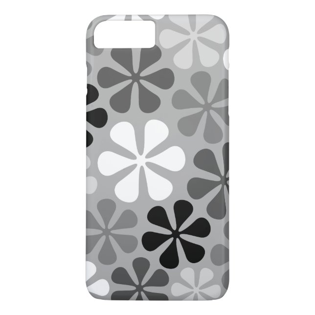 Coques Case-Mate iPhone Fleurs Abstraites Gris noir blanc (Dos)