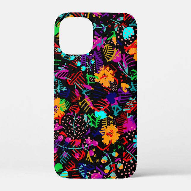 Coques Case-Mate iPhone Fleurs abstraites noires mignonnes (Verso)