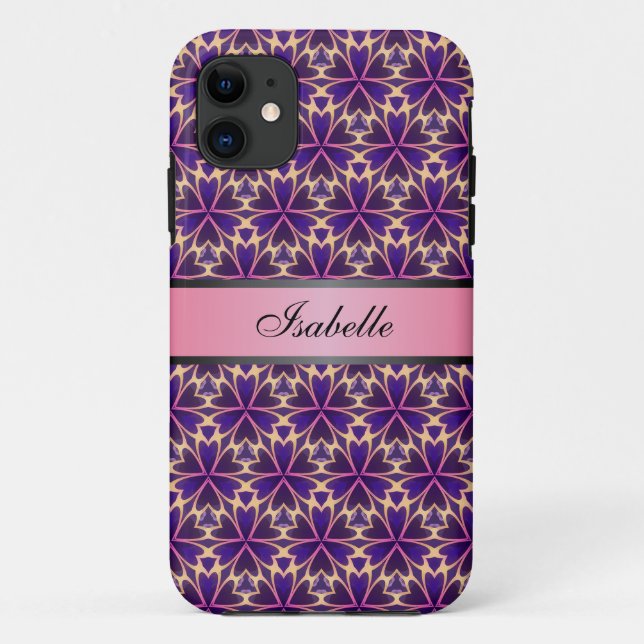 Coques Case-Mate iPhone Fleurs Abstraites rose Nom personnalisé v2 (Dos)