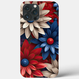 Case-Mate iPhone CASE FLEURS AMÉRICAINES BLEUES BLEUES ROUGES PATRIOTIQU
