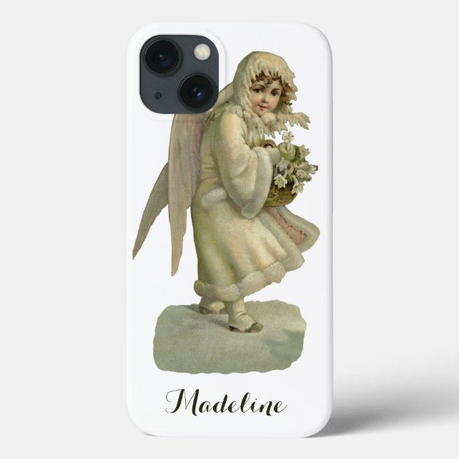 Coques Case-Mate iPhone Fleurs Anges de Noël Vintage, Découpe Victorienne (Verso)