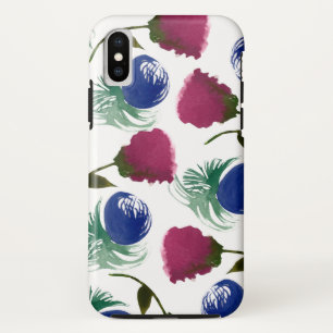 Case-Mate iPhone Case Fleurs aquarelle peinture bleue burgundy verdure