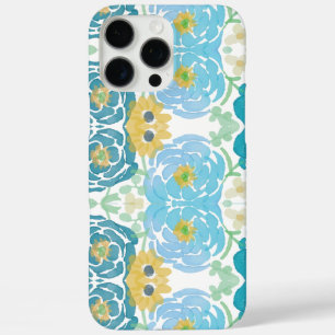 Coques iPhone 16 Pro Max Fleurs aquarelles bleues et jaunes