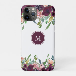 Case-Mate iPhone Case Fleurs aquarelles Monogramme Rose Pourpre Marsal