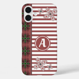 Coques iPhone 16 Plus Fleurs Artdeco en style rétro avec monogramme