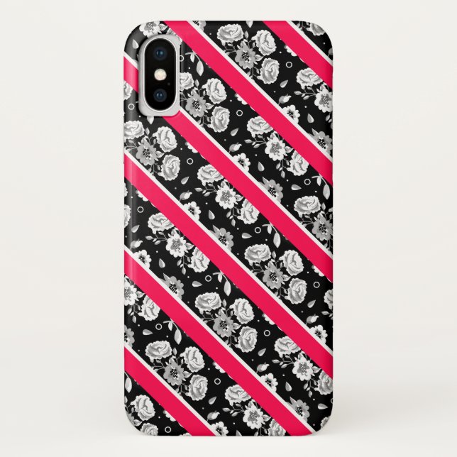 Coques Case-Mate iPhone Fleurs blanches blanches roses mignonnes rayures (Dos)