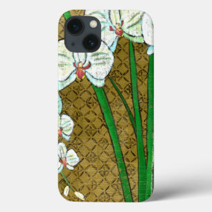 Coques Pour iPhone Fleurs blanches et tiges vertes à la frontière