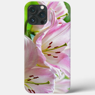iPhone 13 Pro Max Case Fleurs blanches mignonnes de rose assez en pastel