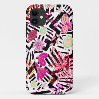 Coques Pour iPhone Fleurs blanches noires et colorées chic motif