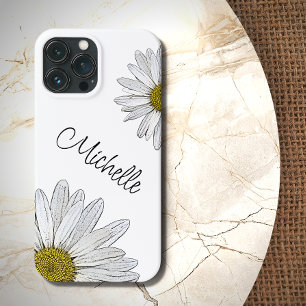 Case-Mate iPhone Case Fleurs blanches noires personnalisées Faisées tend