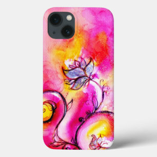 iPhone 13 Coque FLEURS BLANCHES rose jaune violet