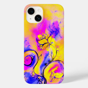 Coque Pour iPhone 14 FLEURS BLANCHES rose jaune violet