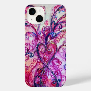 Coque Pour iPhone 14 FLEURS BLANCHES rose vif violet rouge violet