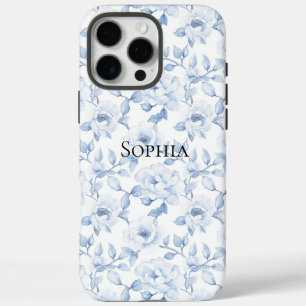 Coques iPhone 16 Pro Max Fleurs Blancs Chic Et Joli Bleu