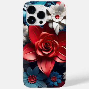 COQUE POUR POUR iPhone 14 PRO MAX FLEURS BLEUES BLANCHES ROUGES PATRIOTIQUES AMÉRICA