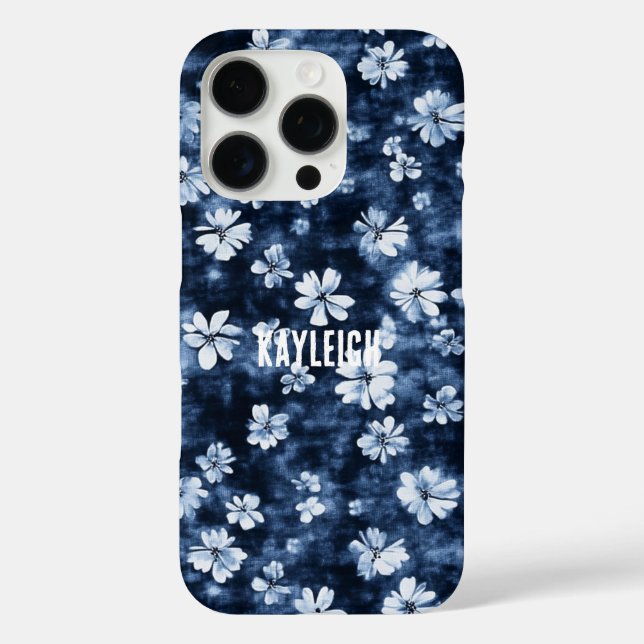 Coques Case-Mate iPhone Fleurs bleues Denim (Verso)