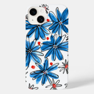 Coque Pour iPhone 14 Fleurs bleues et blanches