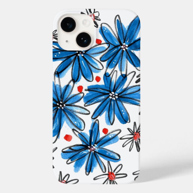 Coques Case-Mate iPhone Fleurs bleues et blanches (Verso)
