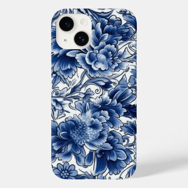 Coques Case-Mate iPhone Fleurs bleues Indigo (Verso)