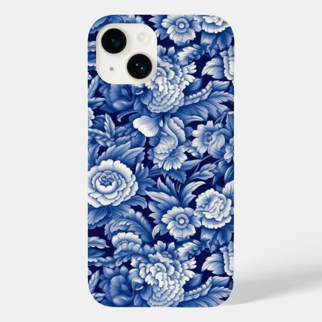 Coques Case-Mate iPhone Fleurs bleues Indigo (Verso)