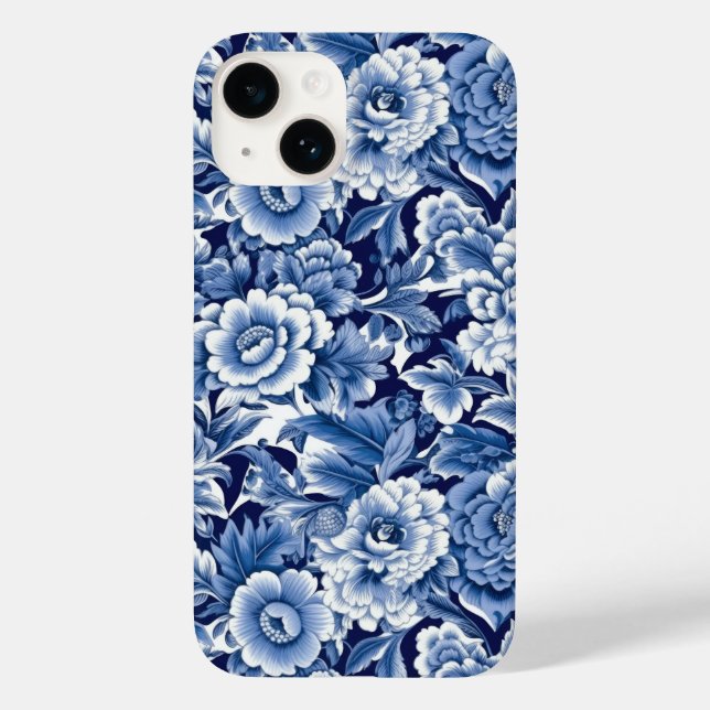 Coques Case-Mate iPhone Fleurs bleues Indigo (Verso)