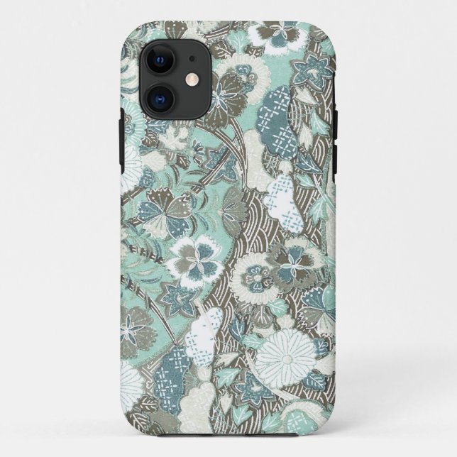 Coques Case-Mate iPhone Fleurs Brown bleues Abstraites (Dos)