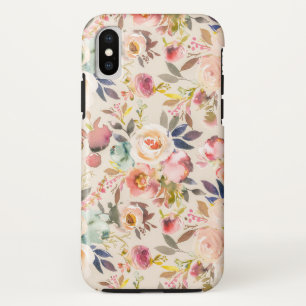 Coques Pour iPhone Fleurs brunes roses enes ivoire peintes à la main