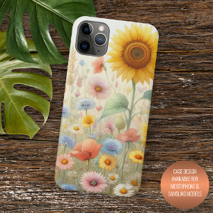 Case-Mate iPhone Case Fleurs champêtres colorées d'été - Art floral aqua