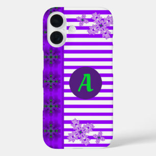 Coques iPhone 16 Fleurs dans le style rétro avec monogramme