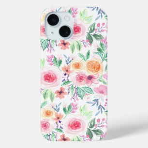 Coque Pour iPhone 15 Fleurs d'aquarelle et feuilles