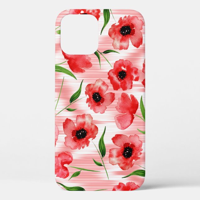 Coques Case-Mate iPhone Fleurs d'aquarelle : ikat de pavot. (Verso)
