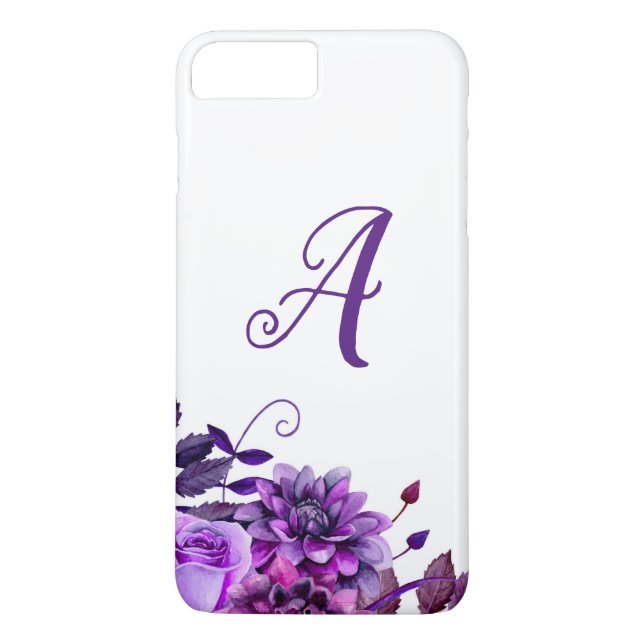 Coques Case-Mate iPhone Fleurs d'aquarelle violet. monogramme floral Lilac (Dos)