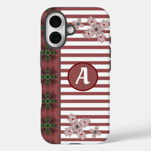 Coques iPhone 16 Fleurs d'art en style rétro avec monogramme