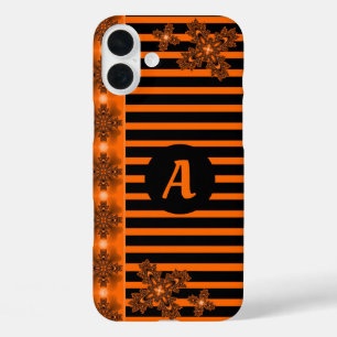Coques iPhone 16 Plus Fleurs d'art en style rétro avec monogramme