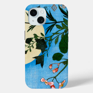 Coque Pour iPhone 15 Fleurs d'automne devant la Pleine lune