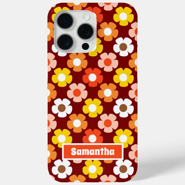 Coques Case-Mate iPhone Fleurs d'automne rétro Motif Rouge (Verso)